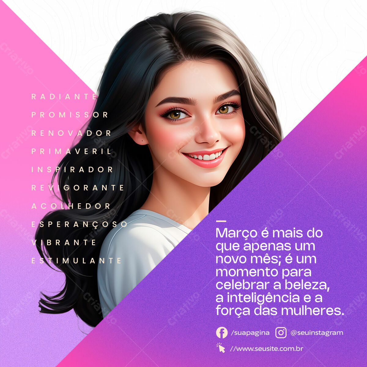 Post para o Dia Internacional da Mulher PSD Editável