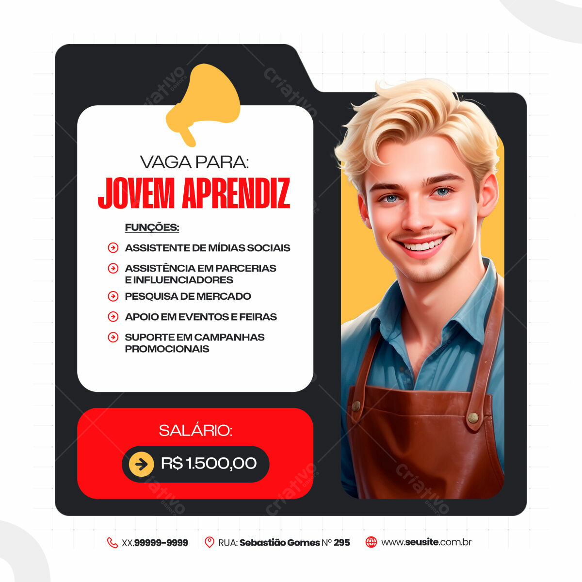 Postagem Vaga Jovem Aprendiz PSD Editável