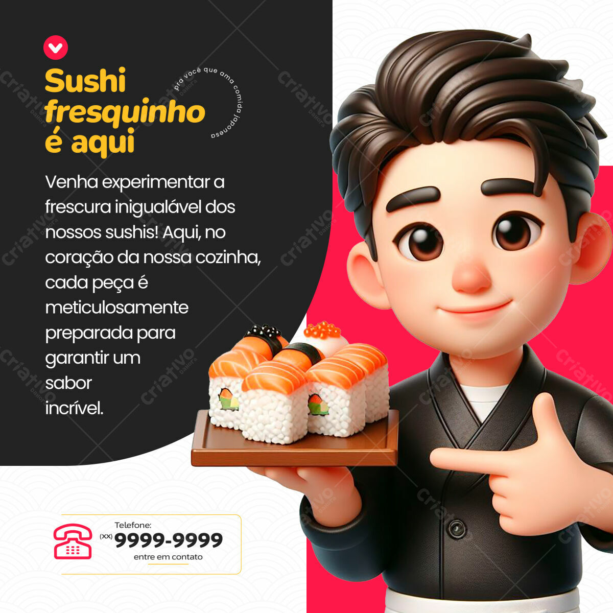 Flyer para Restaurante de Sushi PSD Editável