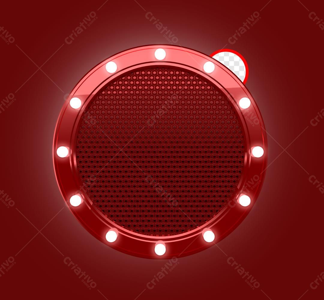 Selo 3D de Destaque Vermelho Metalizado