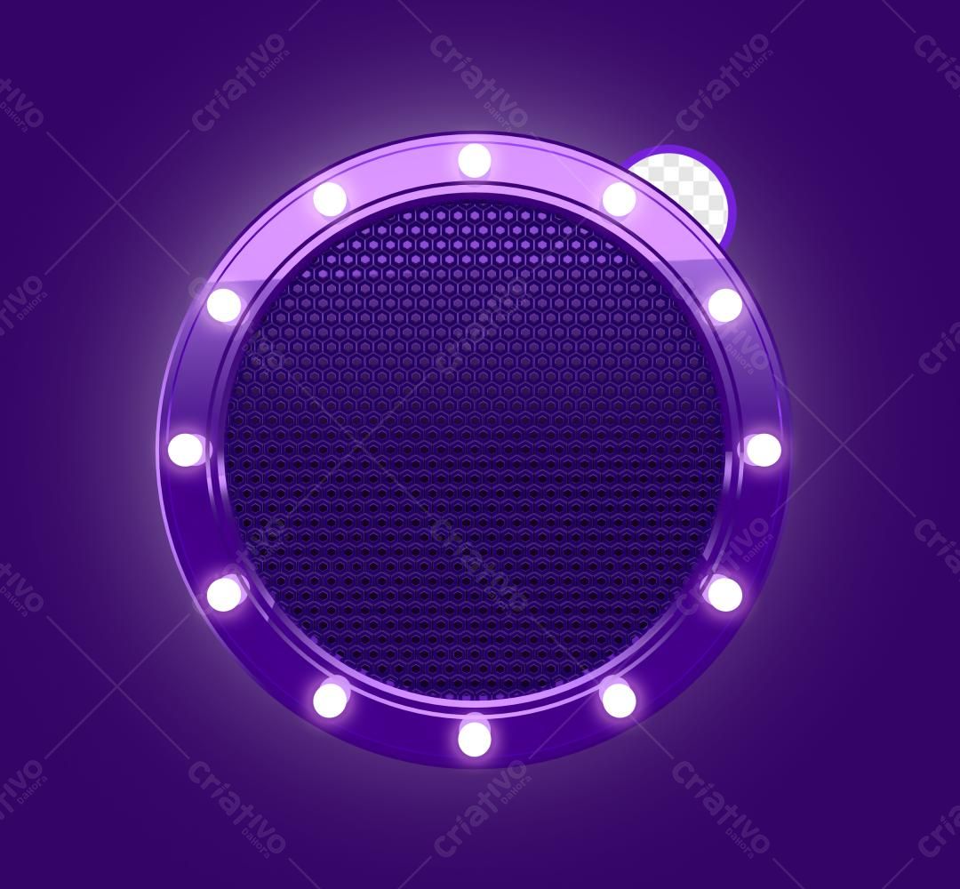 Selo 3D decorativo roxo com luzes