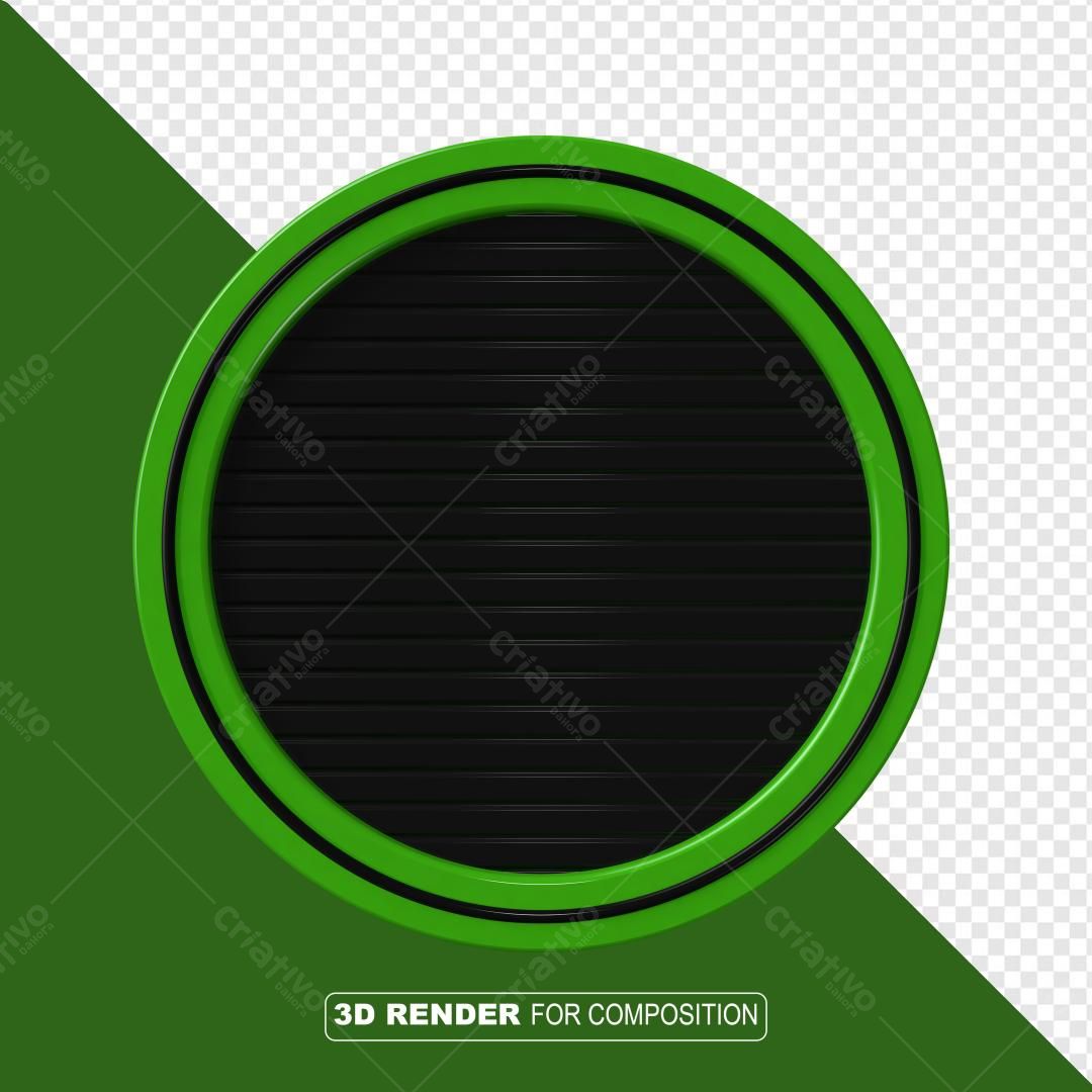 Selo 3D decorativo verde e preto circular