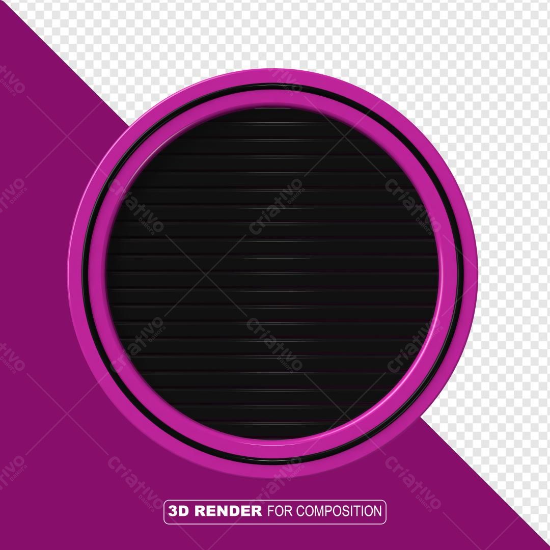 Selo 3D decorativo circular magenta e preto