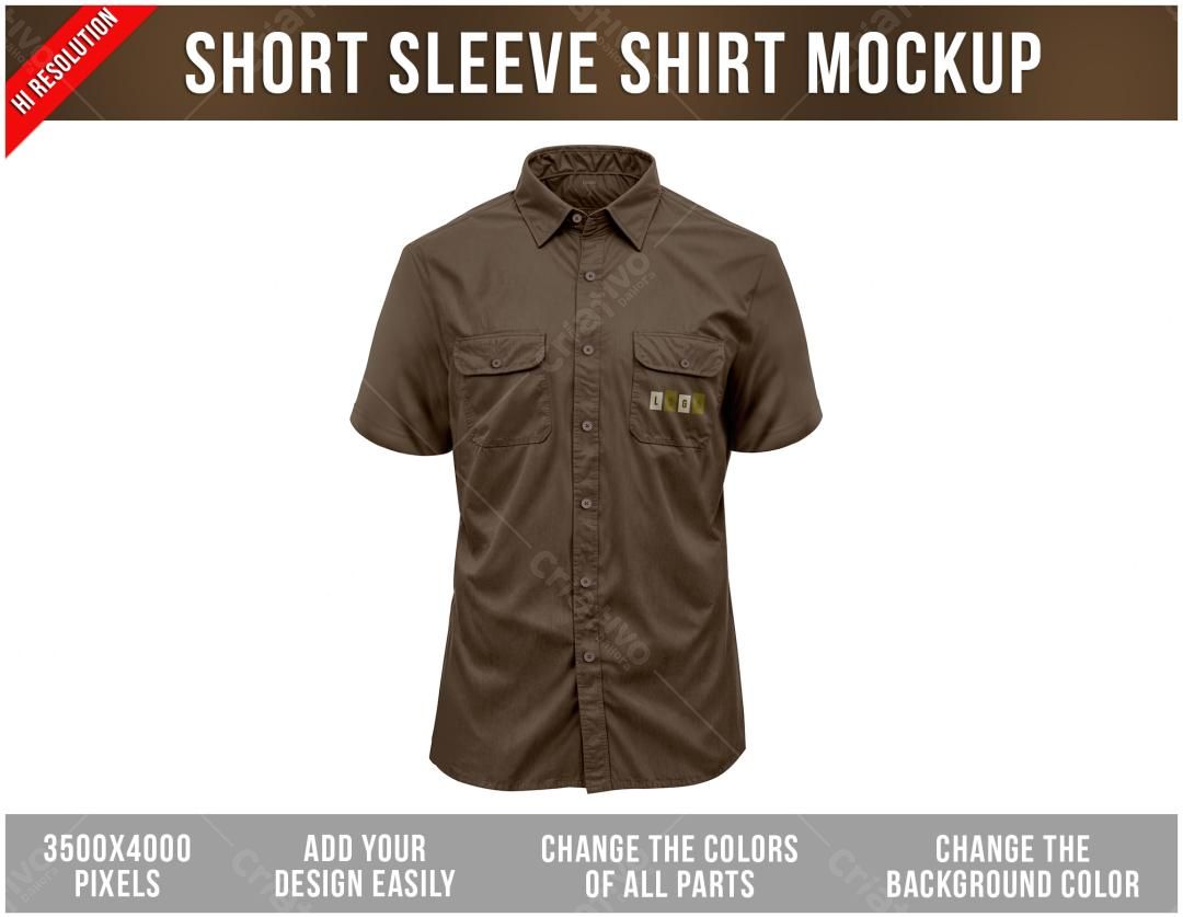 Mockup Camisa Manga Curta Marrom: Design Realista