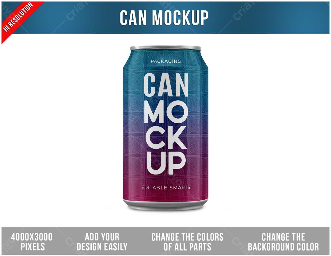Mockup de Lata de Bebida com Design Moderno e Degradê