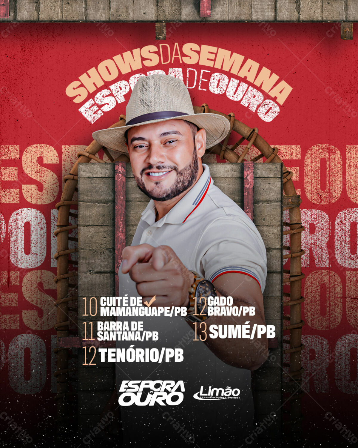 Flyer Shows da Semana Espora de Ouro PSD Editável