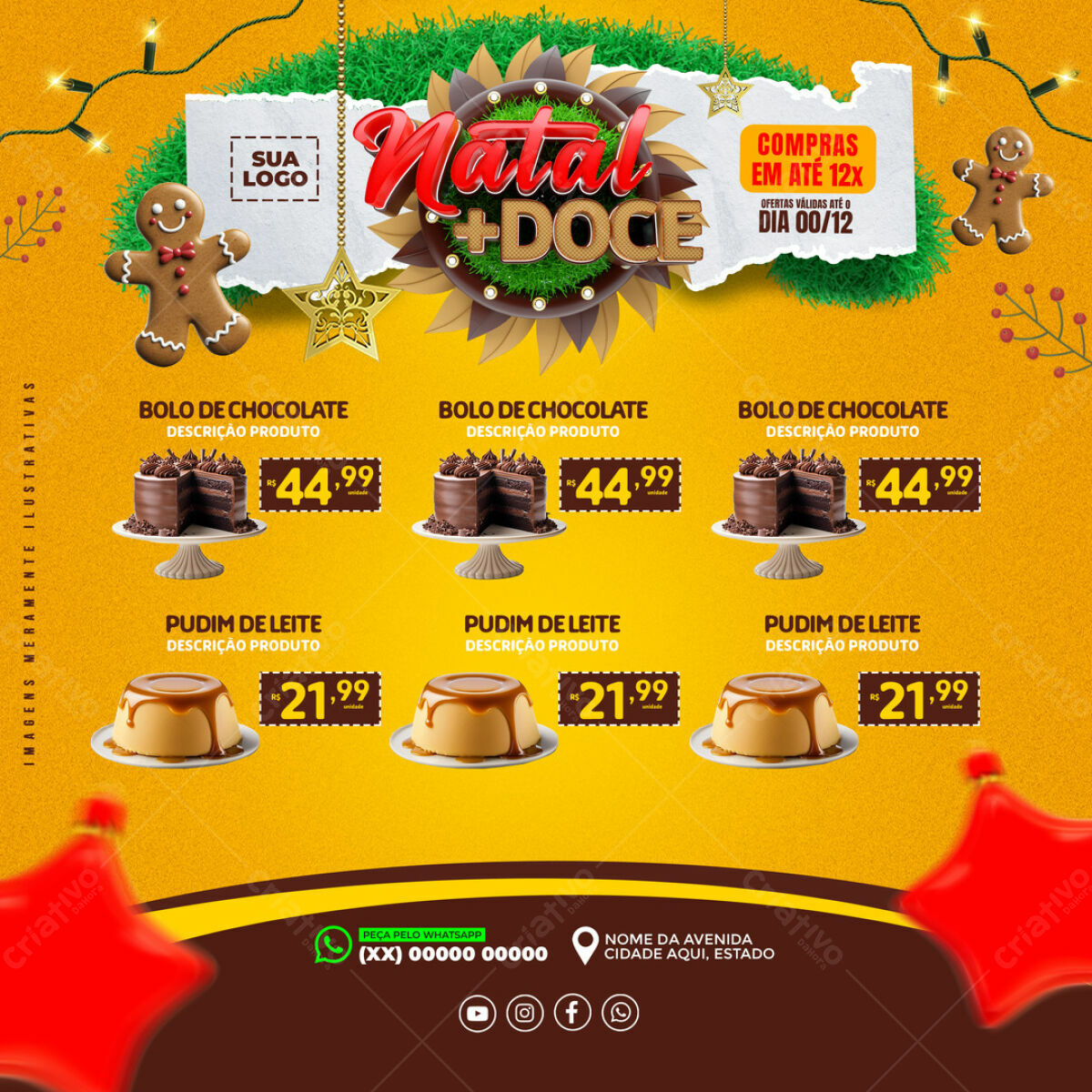Flyer Natal + Doce PSD Editável