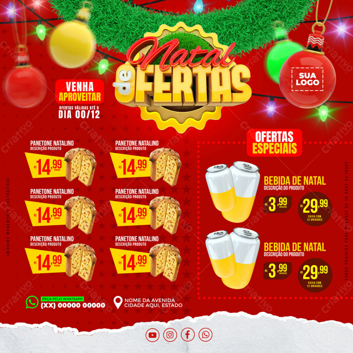 Flyer Natal de Ofertas PSD Editável