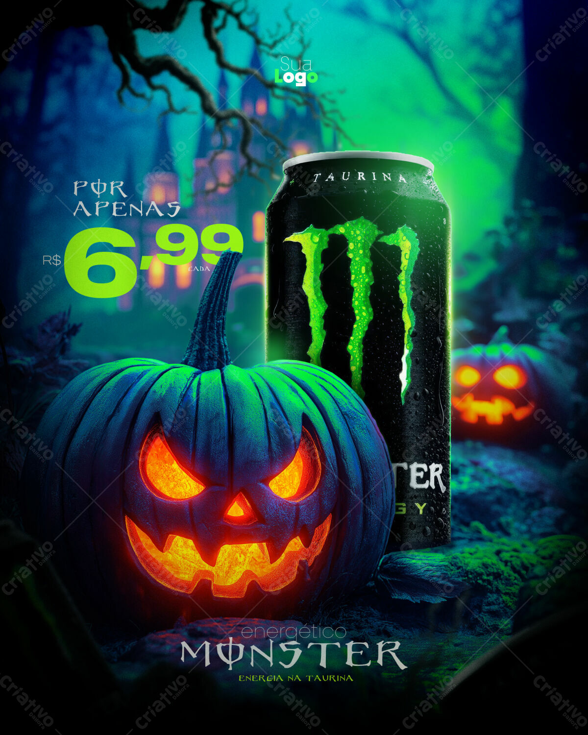 Flyer Halloween Monster Energy PSD Editável