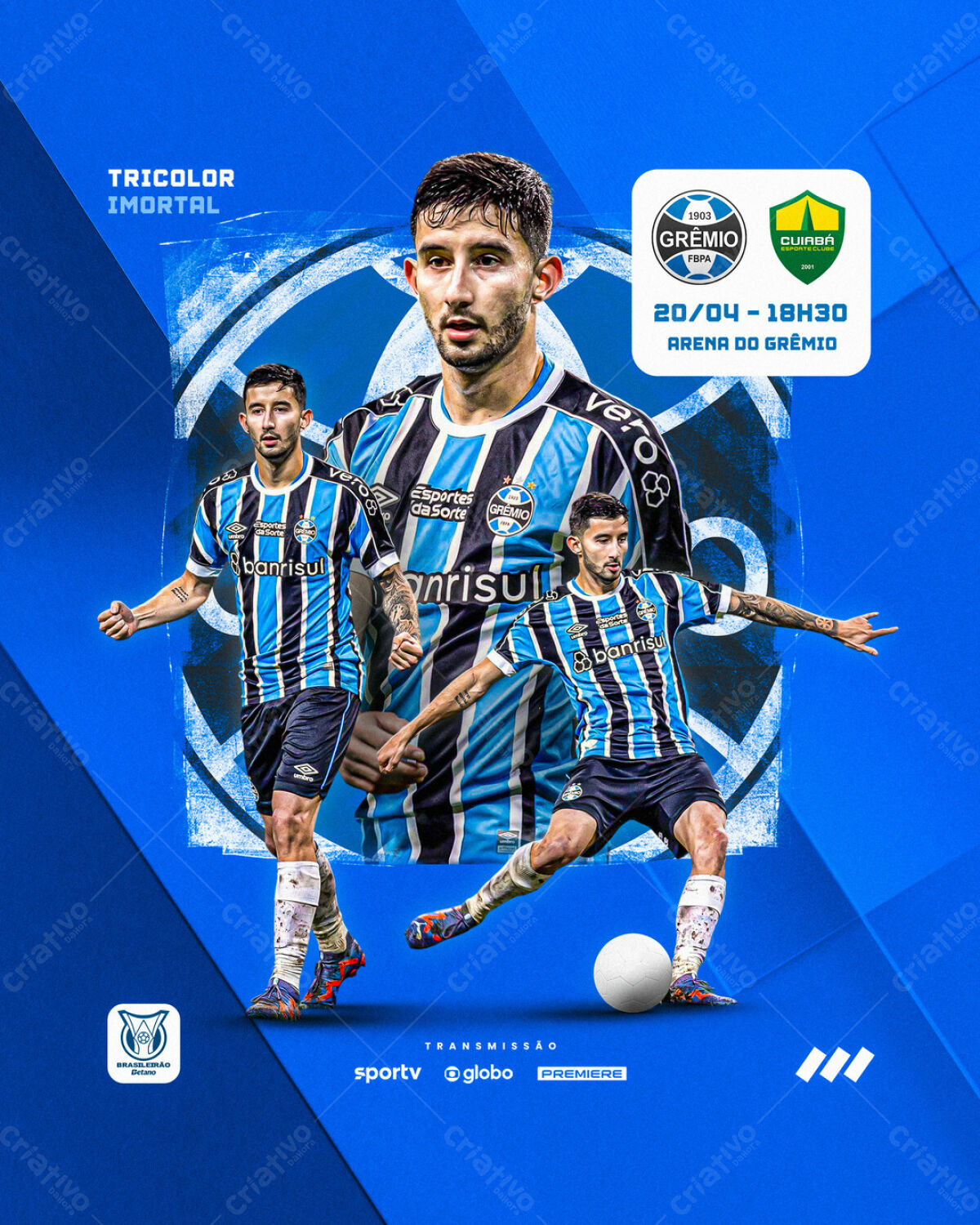Flyer Grêmio x Cuiabá PSD Editável