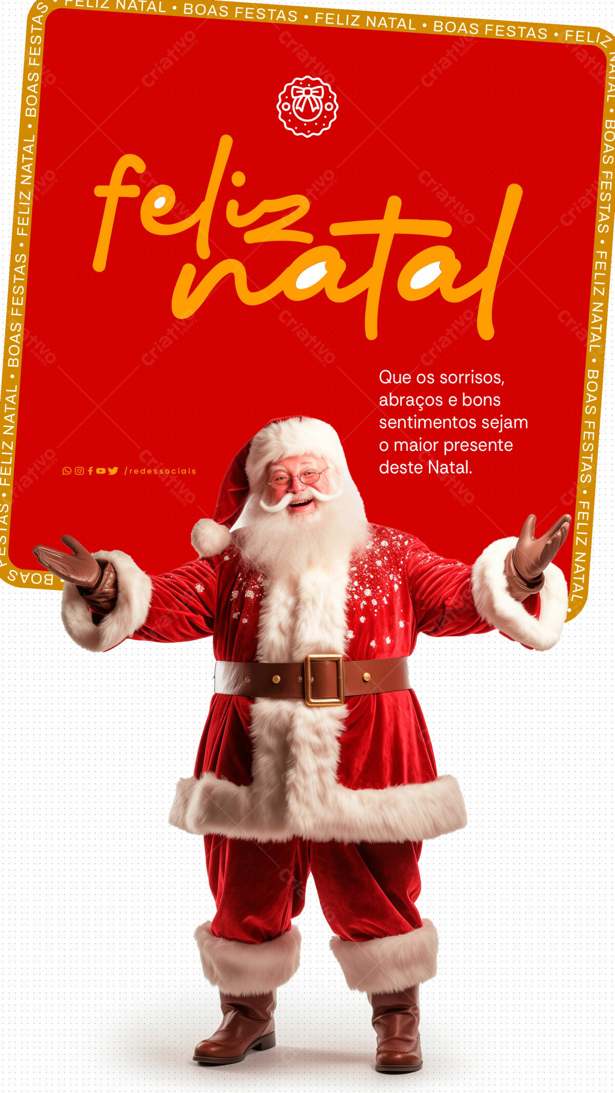 Postagem de Natal com Papai Noel PSD Editável