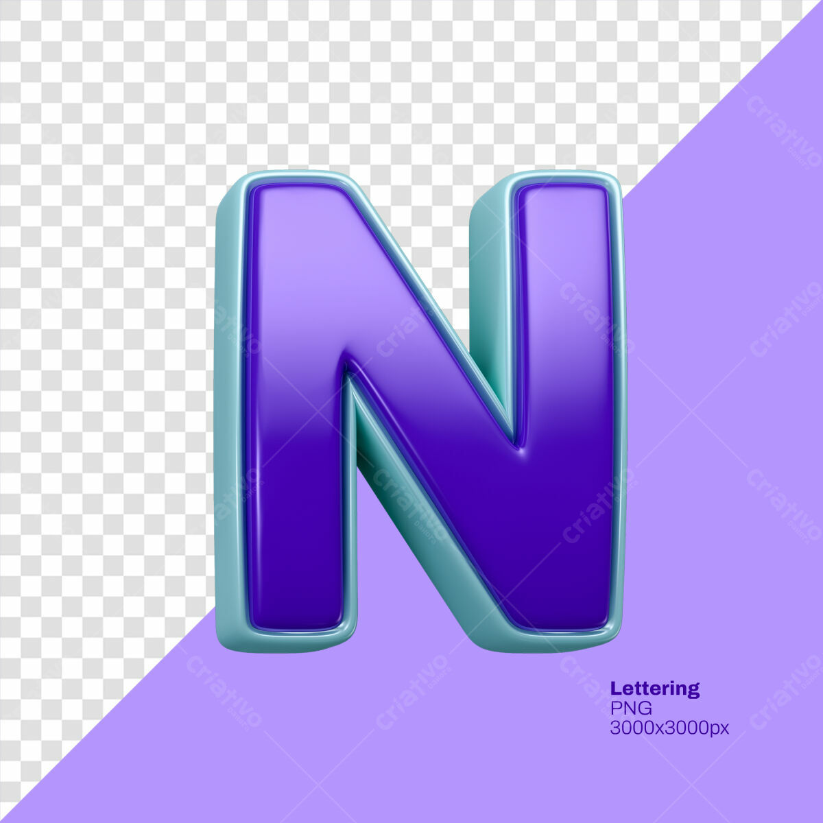Letra N 3D em PSD Editável
