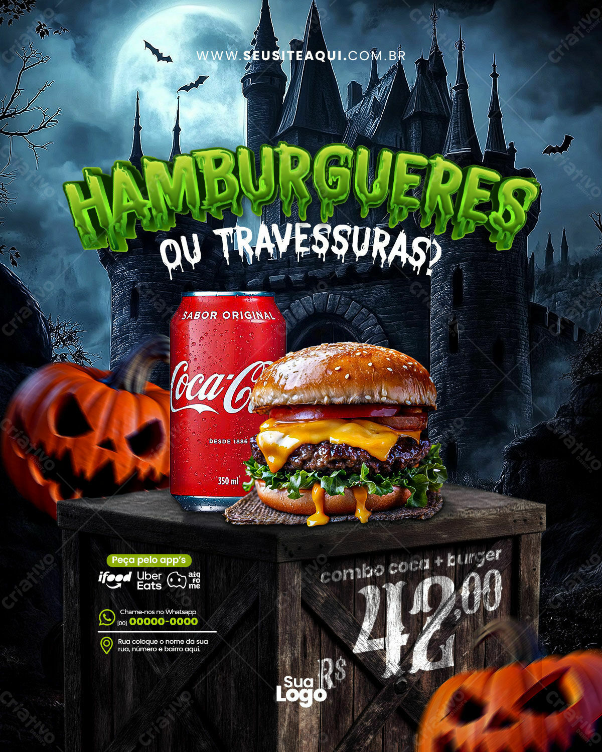 Flyer Halloween Hambúrguer PSD Editável