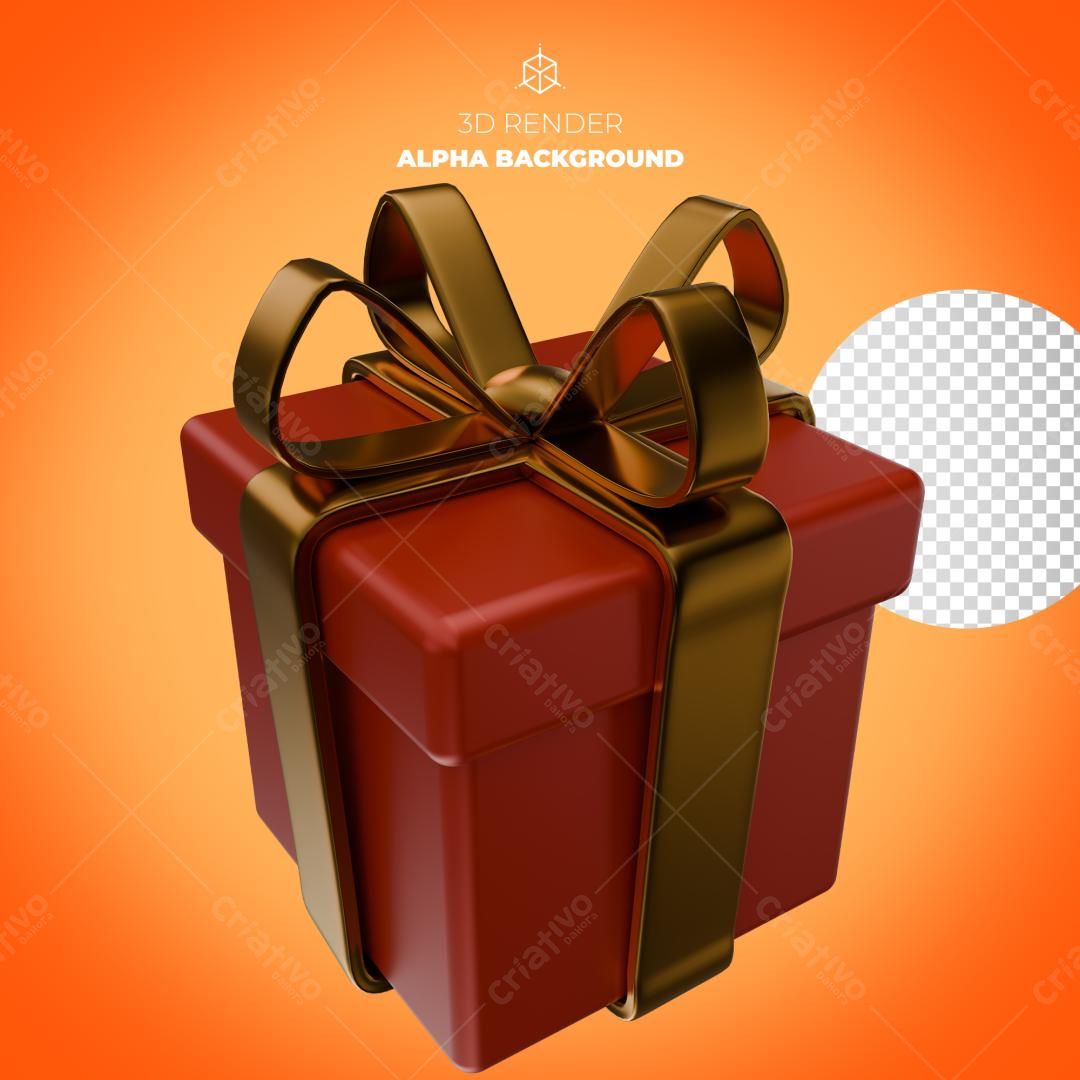 Selo 3D Presente Luxo Dourado e Vermelho