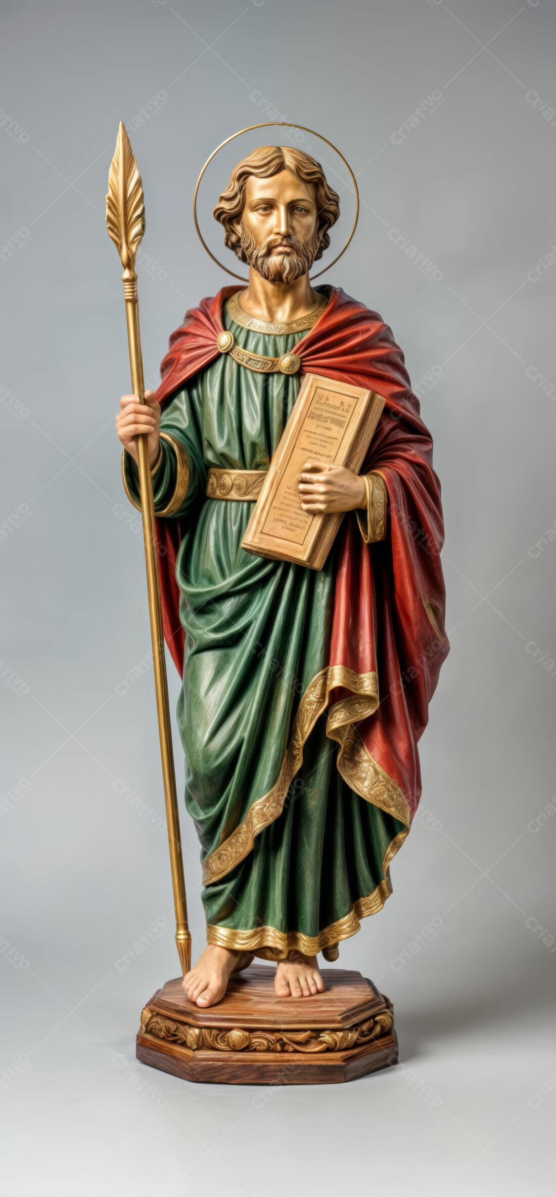 Estátua de São Mateus verde e vermelho