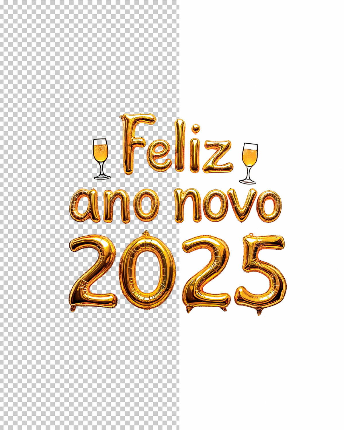 Arte Feliz Ano Novo 2025 PSD Editável