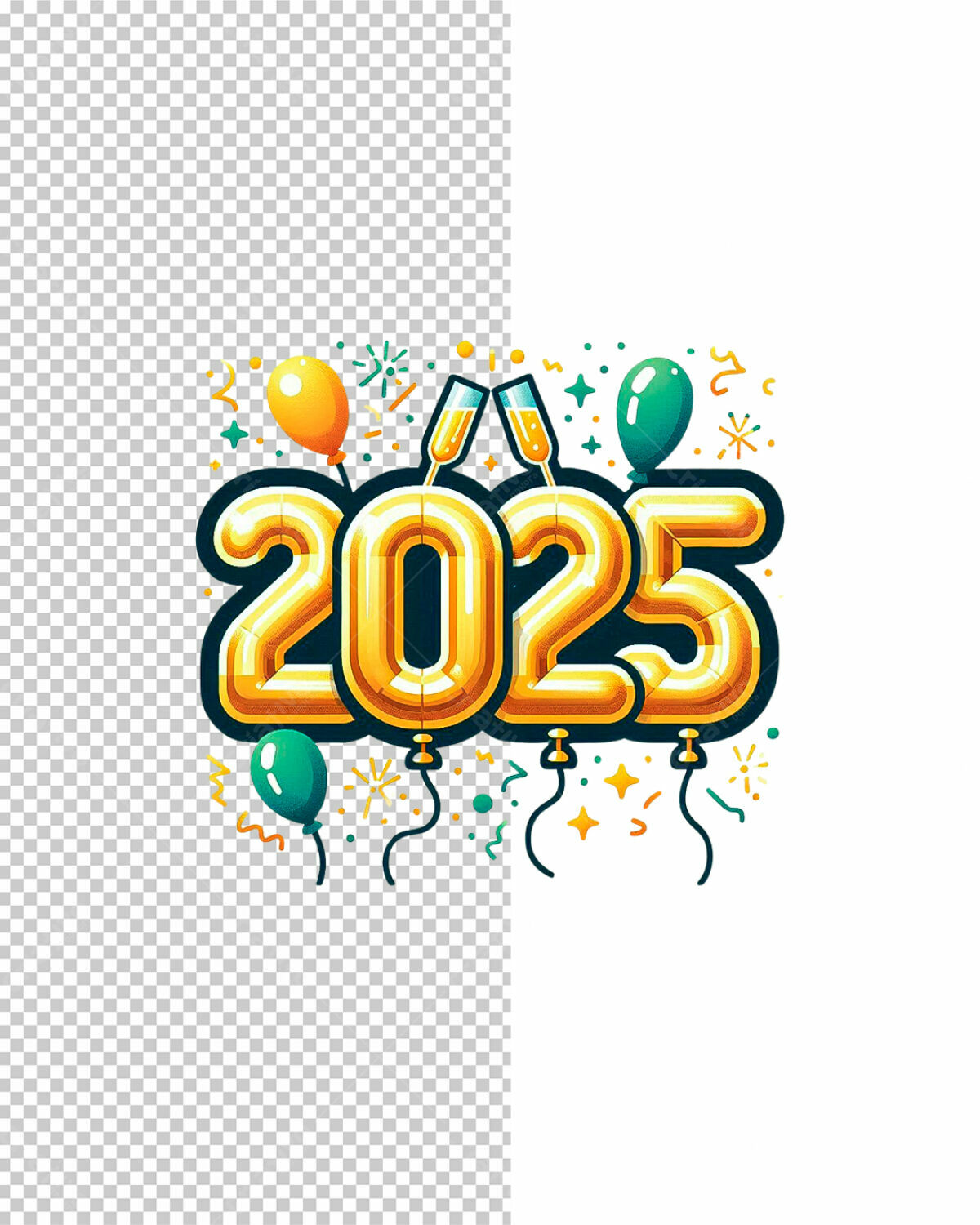 Arte para Ano Novo 2025 PSD Editável