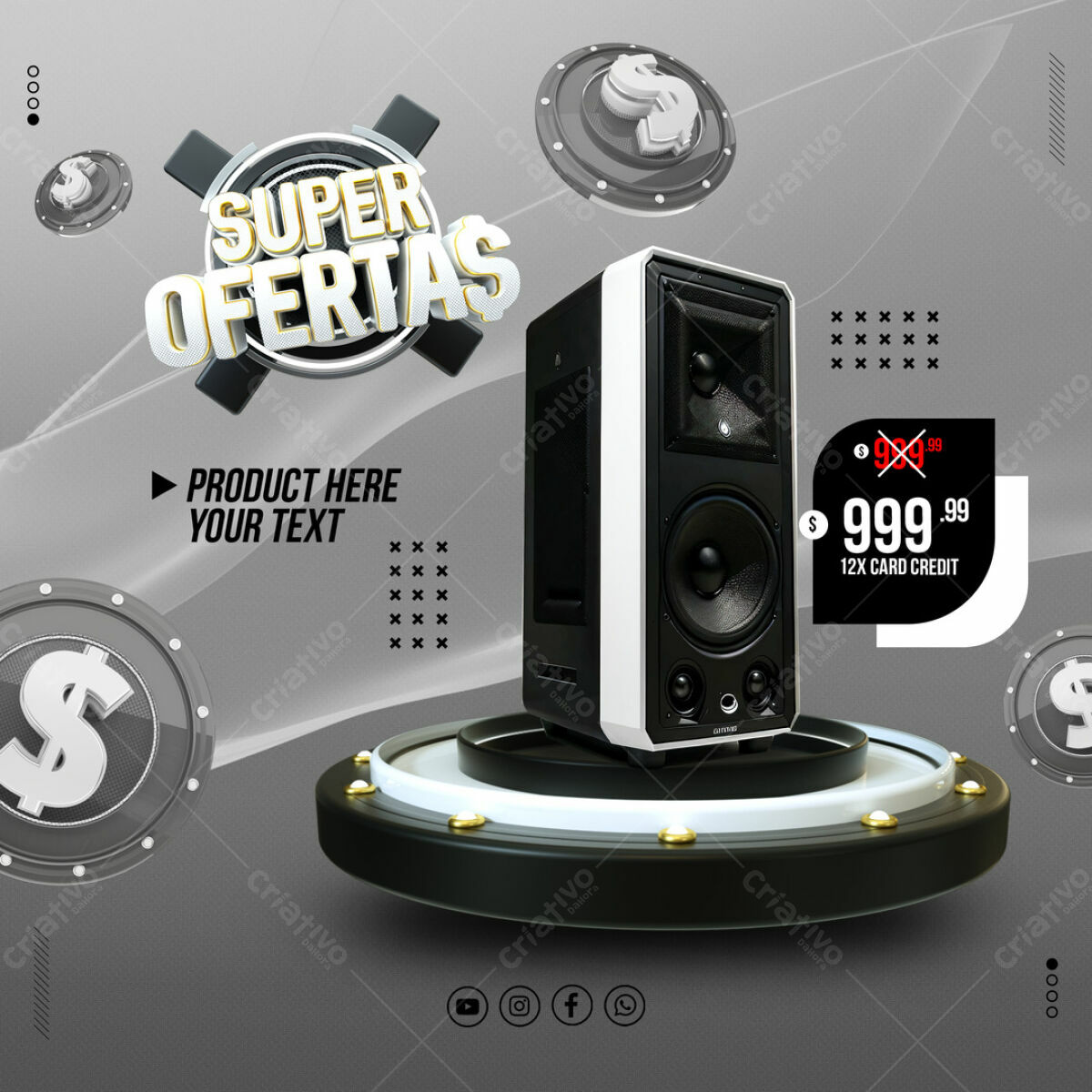 Banner Super Ofertas para Loja de Som PSD Editável