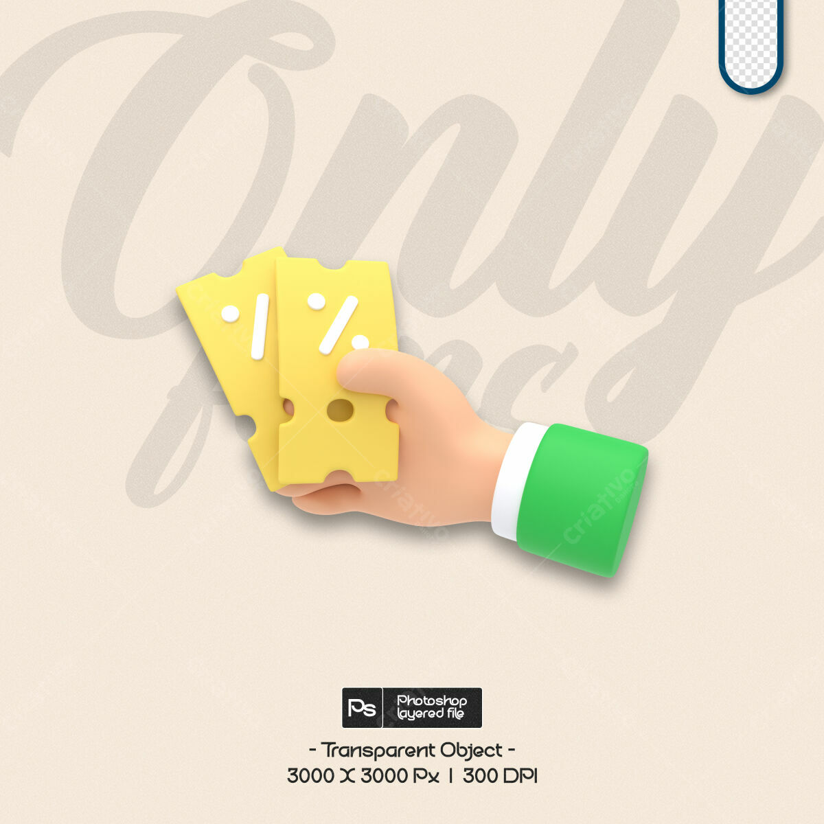 Editable PSD Hand with Cheese for Cheese Promotion