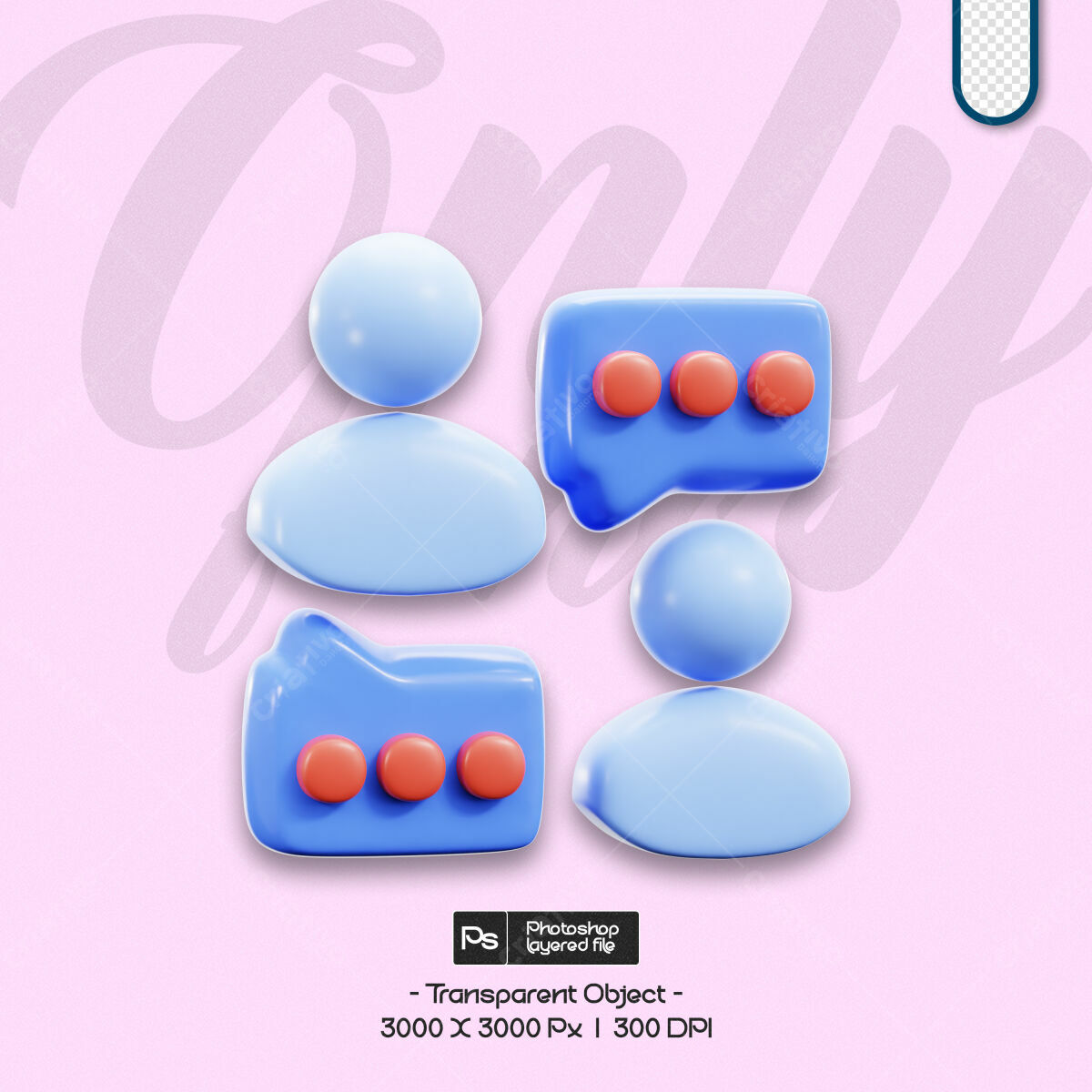 Kit de Ícones 3D em PSD para Redes Sociais Editável