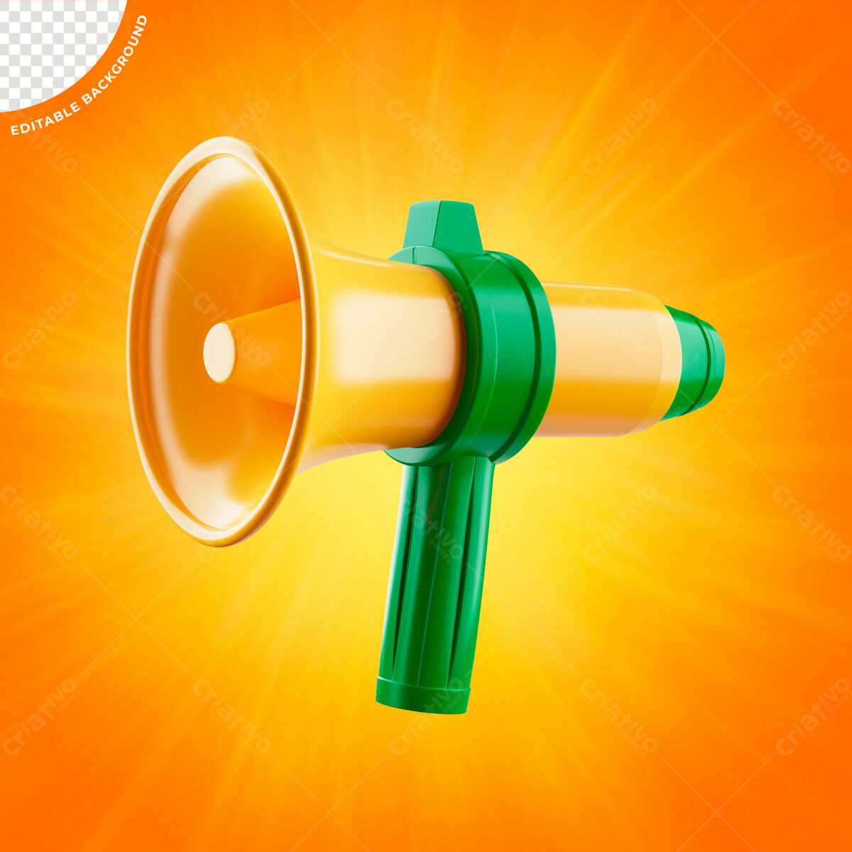 Megafone Amarelo e Verde PSD Editável