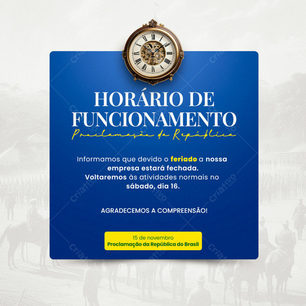 Post para Feriado Proclamação da República PSD Editável
