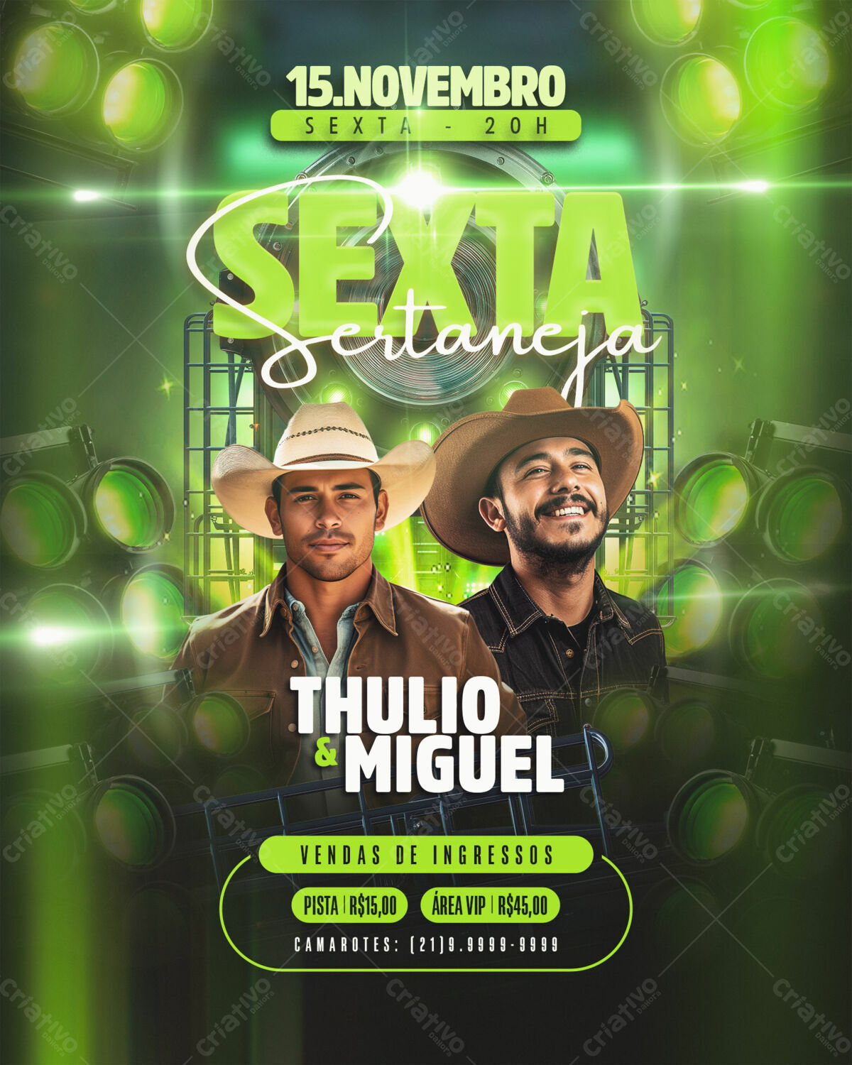 Flyer para Festa Sertaneja com Thulio & Miguel PSD Editável