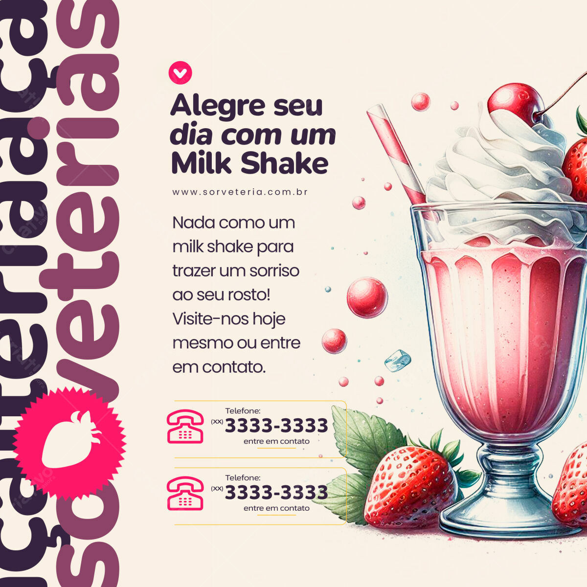 Post para Sorveteria com Milk Shake PSD Editável