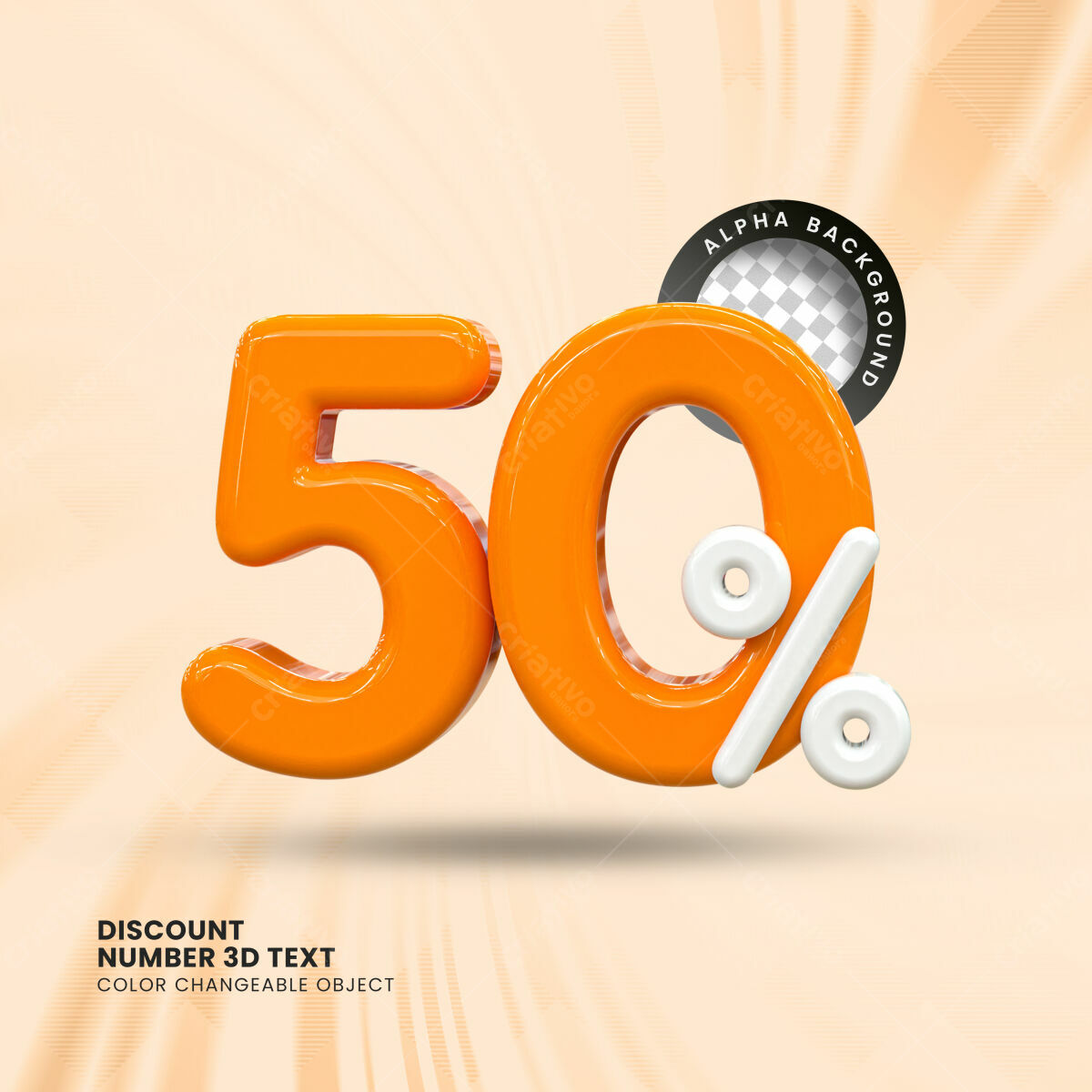 Selo 3D promocional laranja e branco