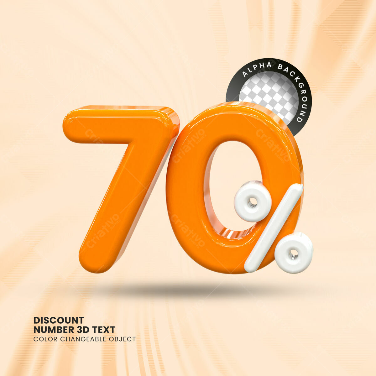 Selo 3D promocional laranja e branco