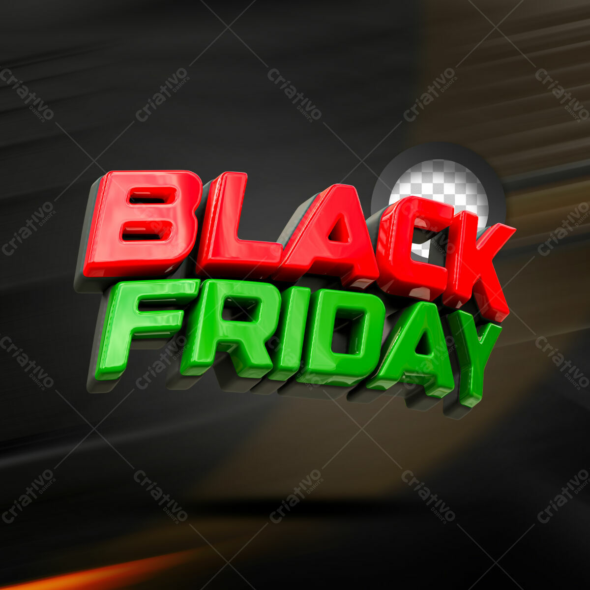 Selo 3D promocional Black Friday vermelho e verde
