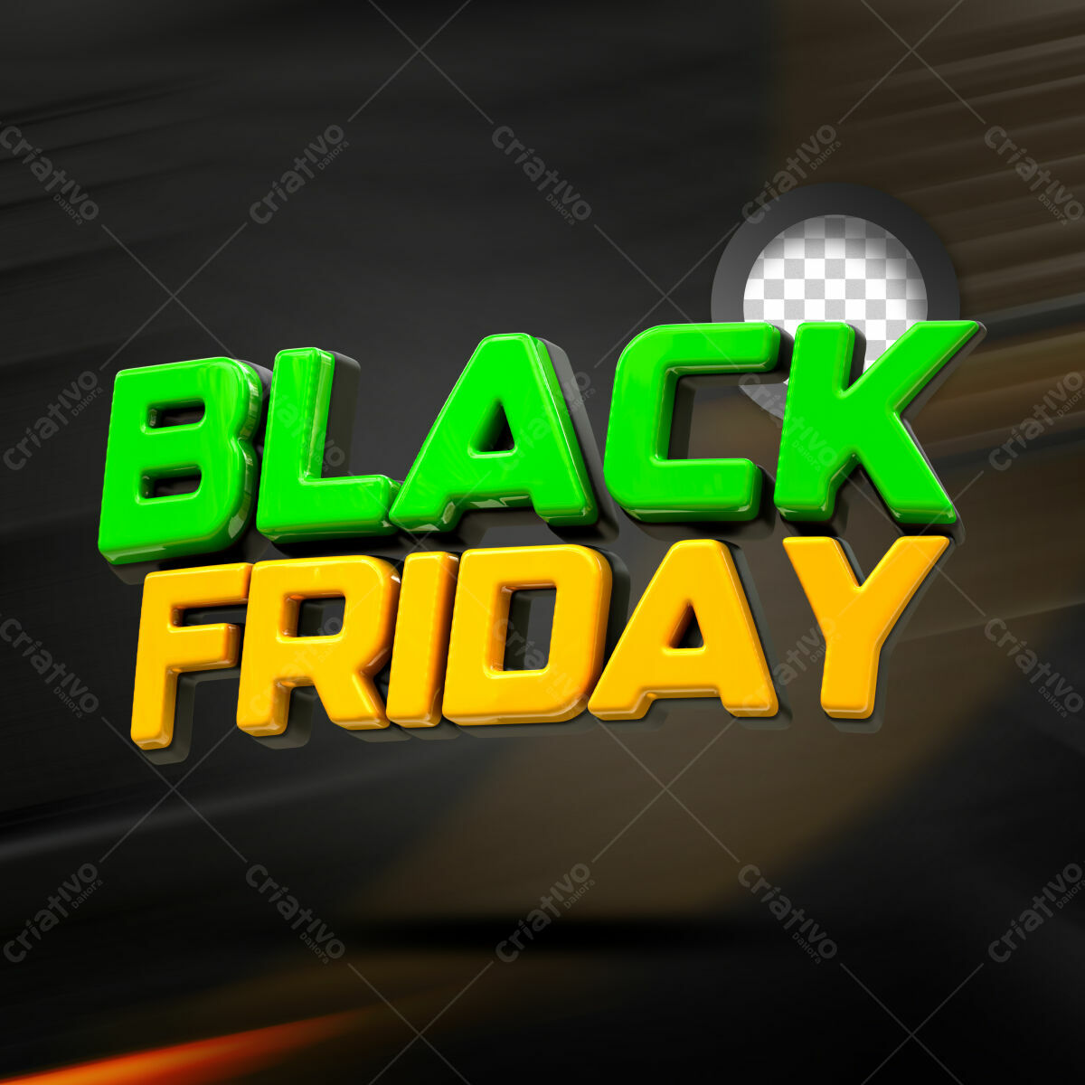 Selo 3D promocional Black Friday verde e amarelo