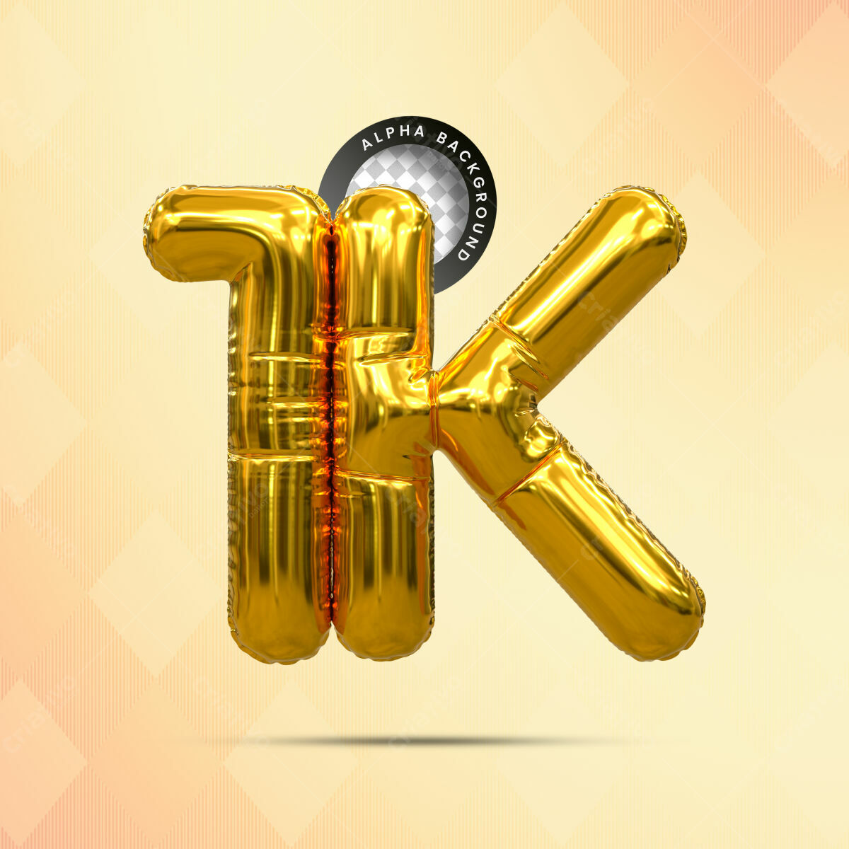 Selo 3D balão dourado letra K