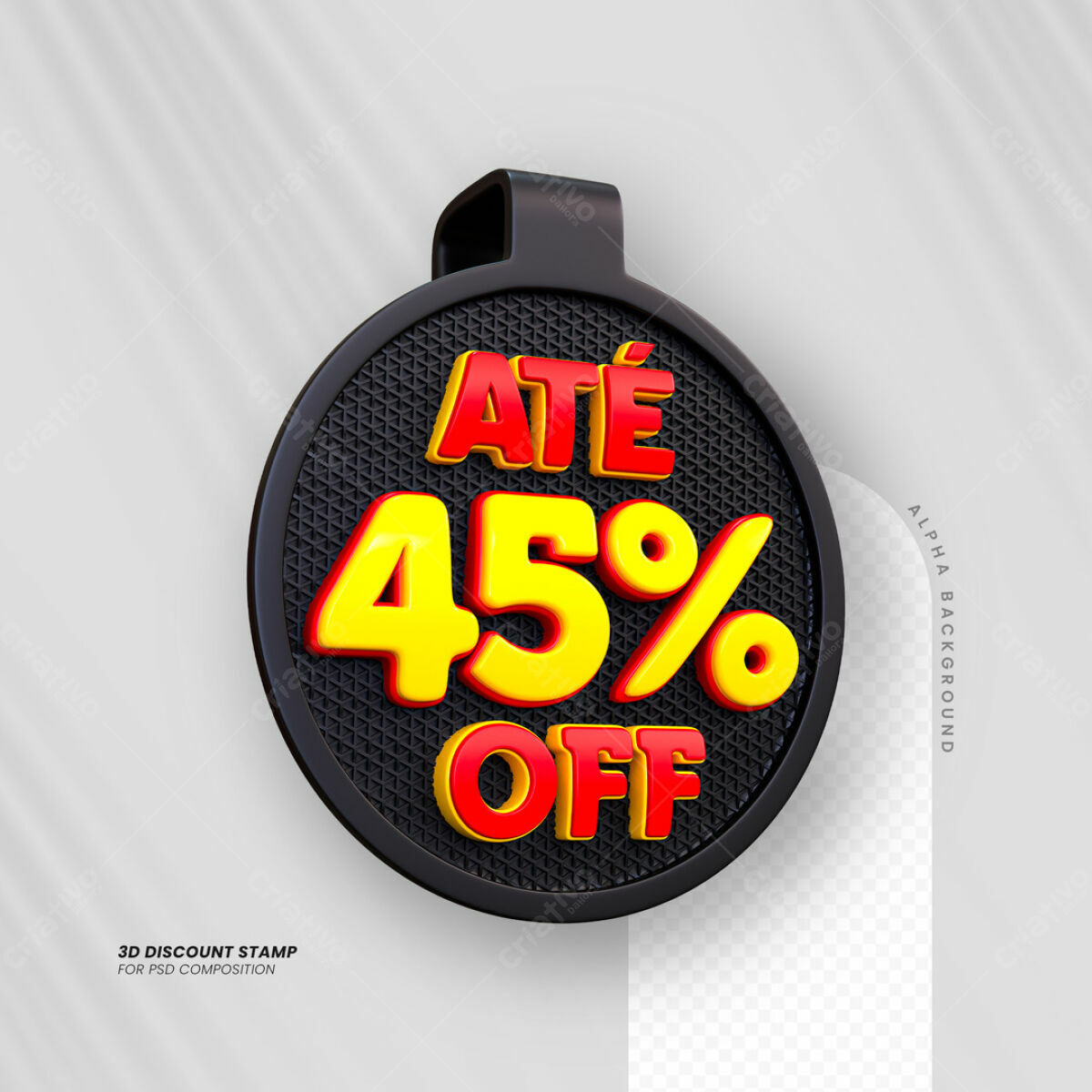 Carimbo 3D Desconto Até 45% OFF PSD Editável