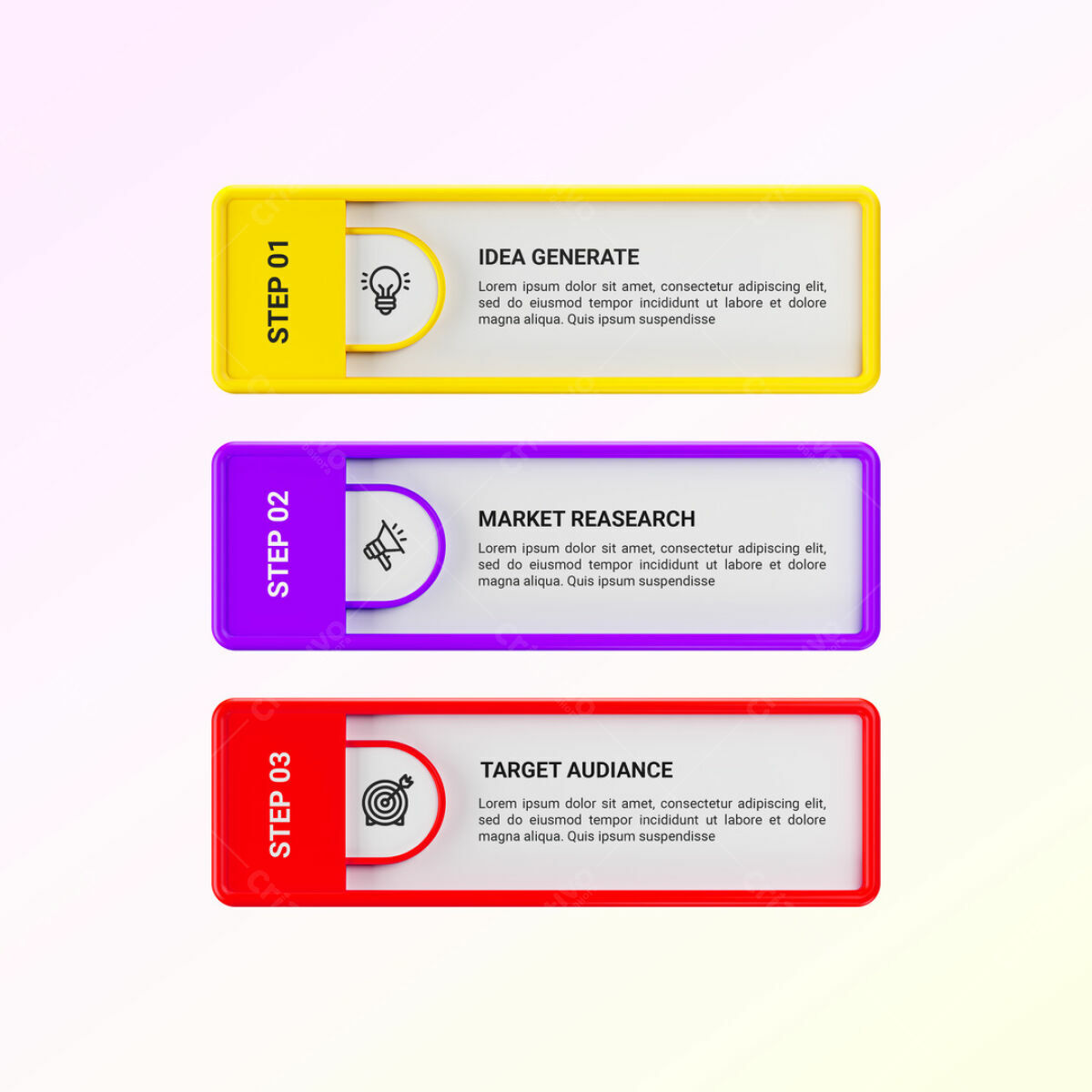 Infográfico de 3 Passos para Negócios PSD Editável