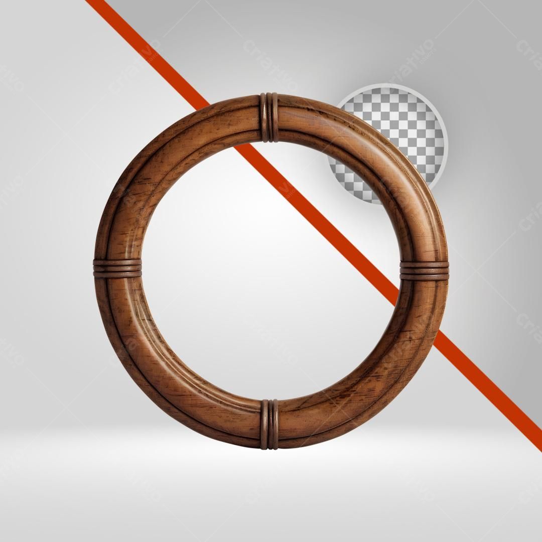 Moldura Circular de Madeira PNG com fundo transparente