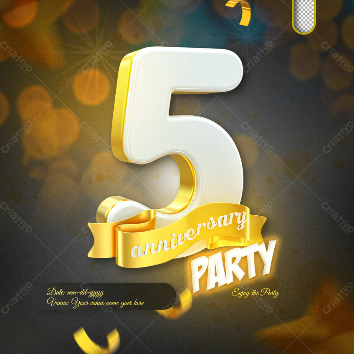 Convite de Aniversário 5 Anos PSD Editável