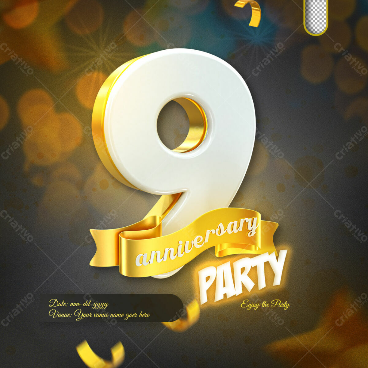 Flyer para 9º Aniversário PSD Editável
