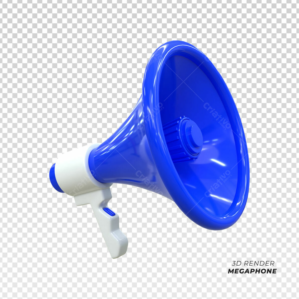 Megafone Azul 3D PSD Editável para Anúncios