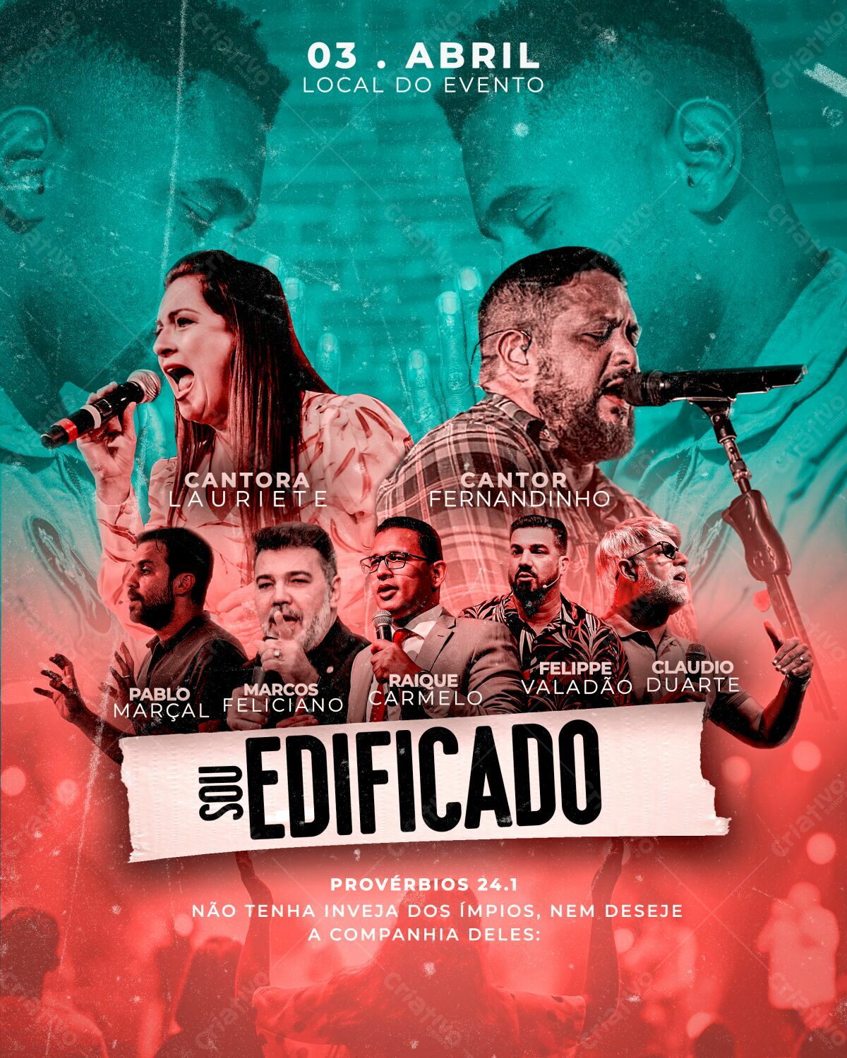 Flyer Evento Gospel com Lauriette e Fernandinho PSD Editável