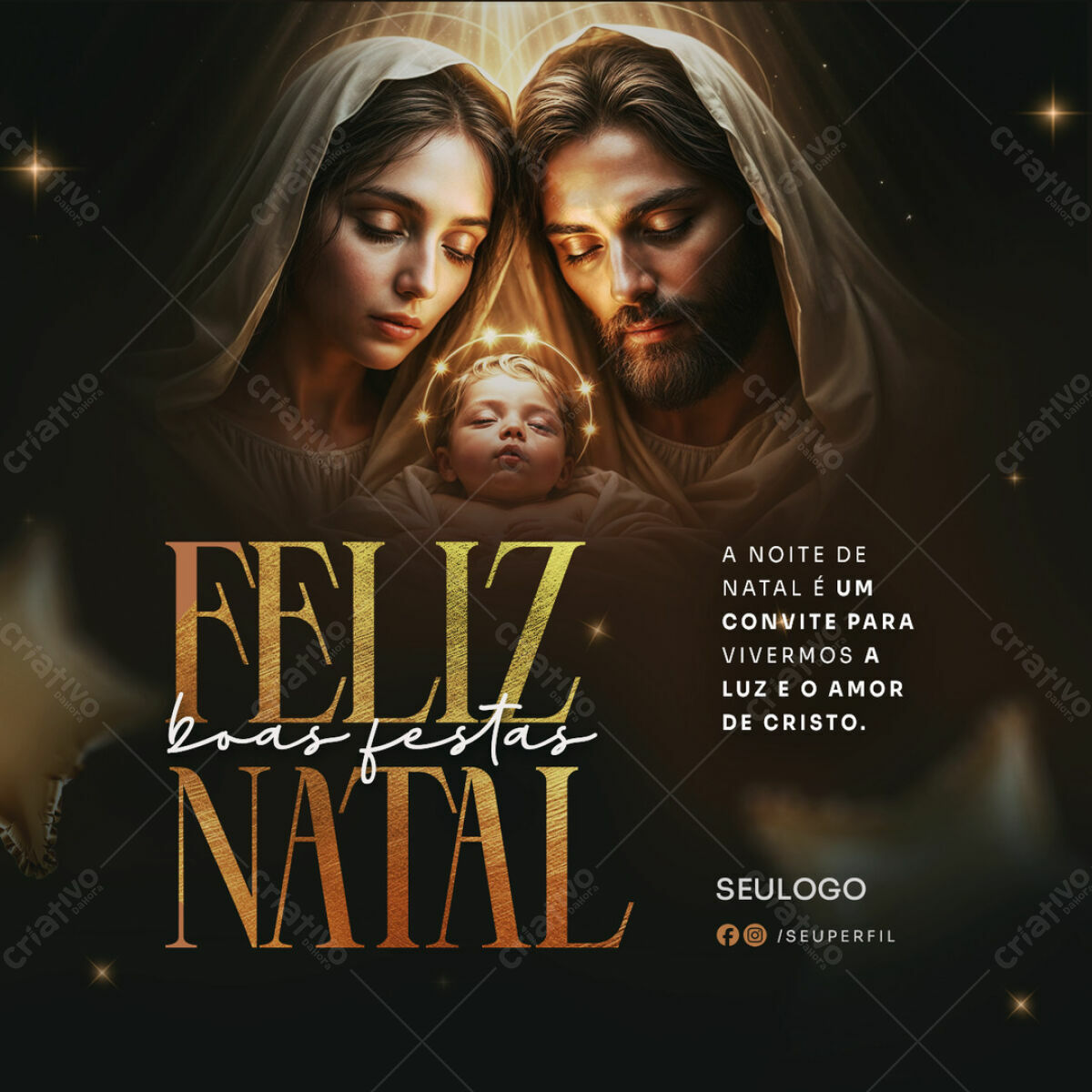 Postagem Natalina Sagrada Família PSD Editável