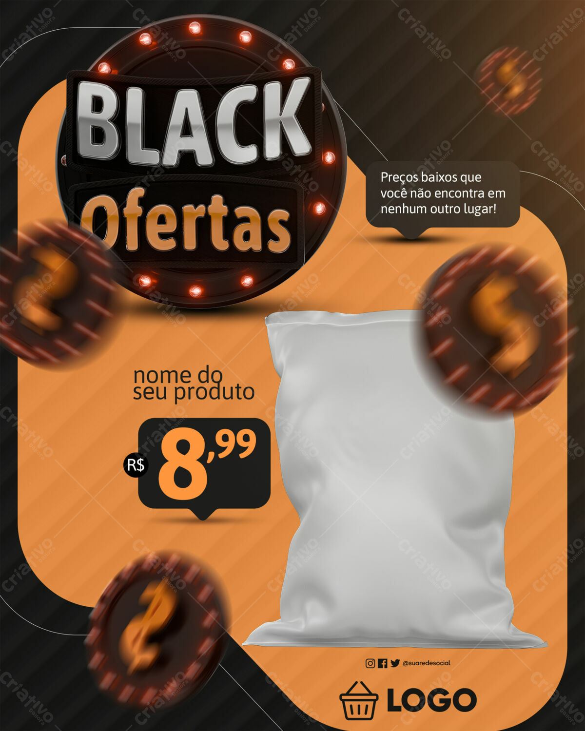 Modelo de Embalagem para Black Friday PSD Editável