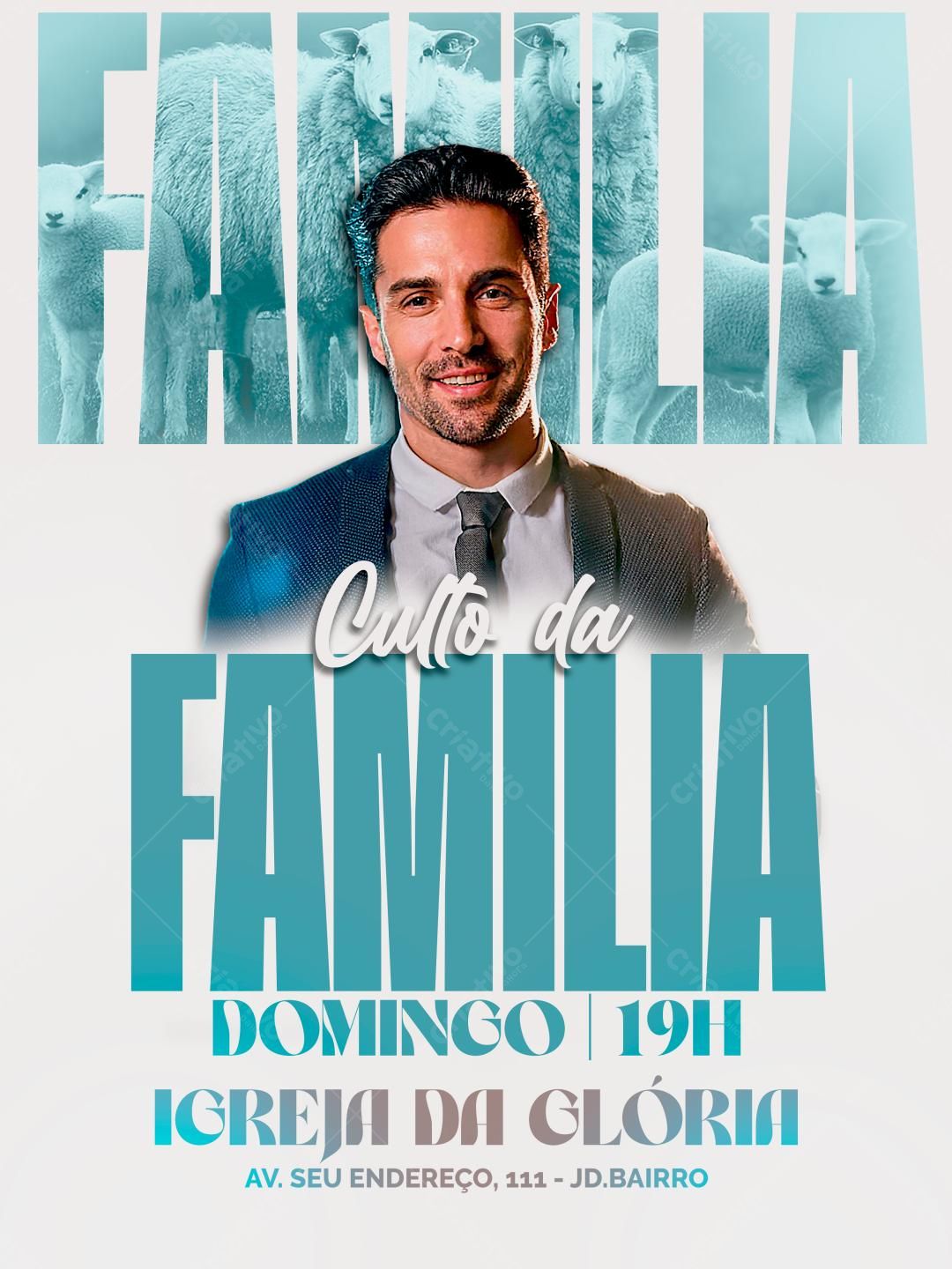 Flyer para Culto da Família PSD Editável