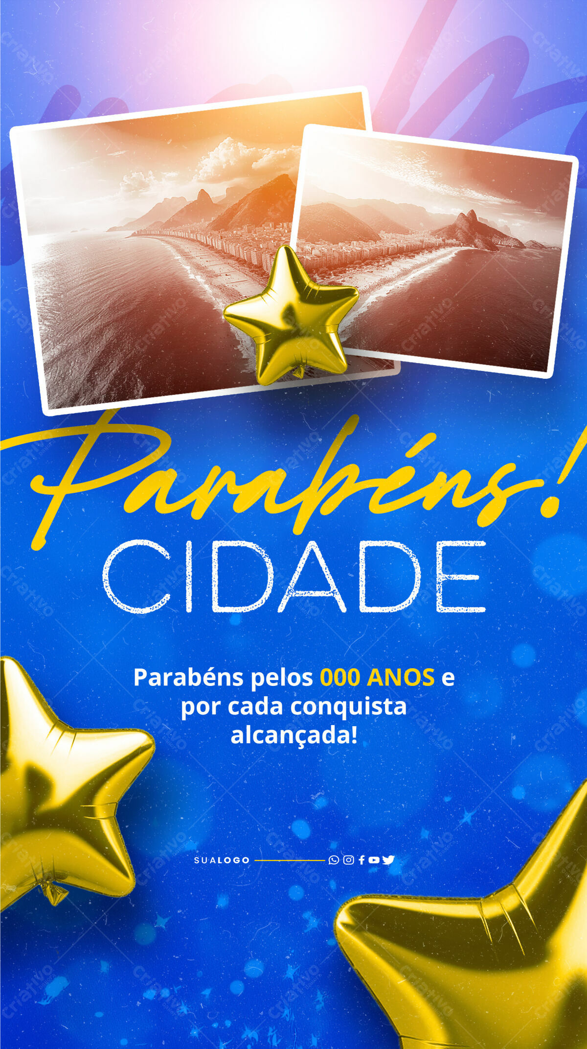 Flyer Aniversário Cidade PSD Editável