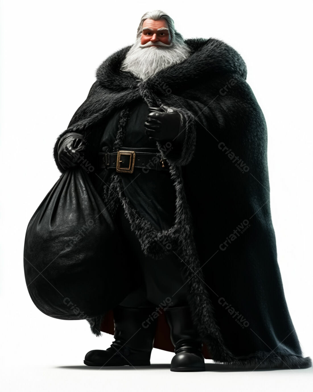 Papai Noel estilo dark com saco de presentes