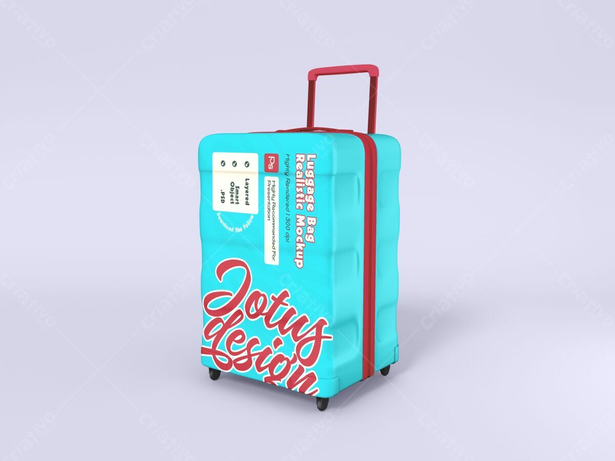 Mockup Mala de Viagem Azul e Vermelha PSD Editável