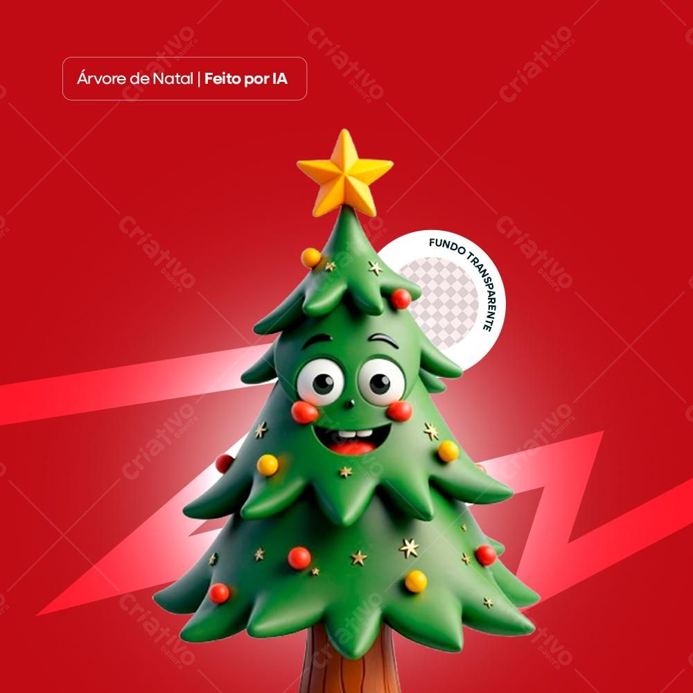 Árvore de Natal fofa com fundo vermelho
