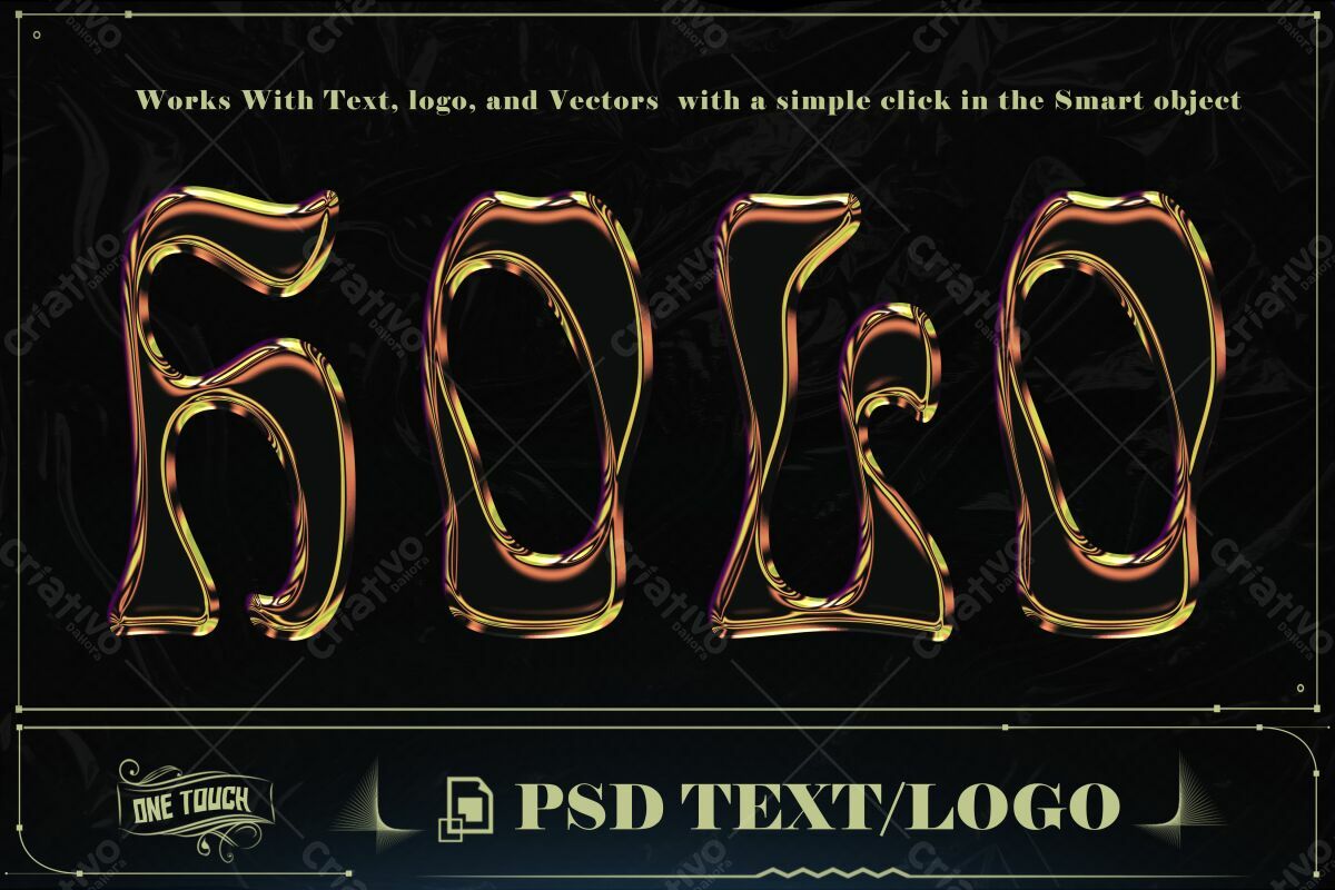 Modelo de Texto/Logo com Efeito Metálico Dourado PSD Editável