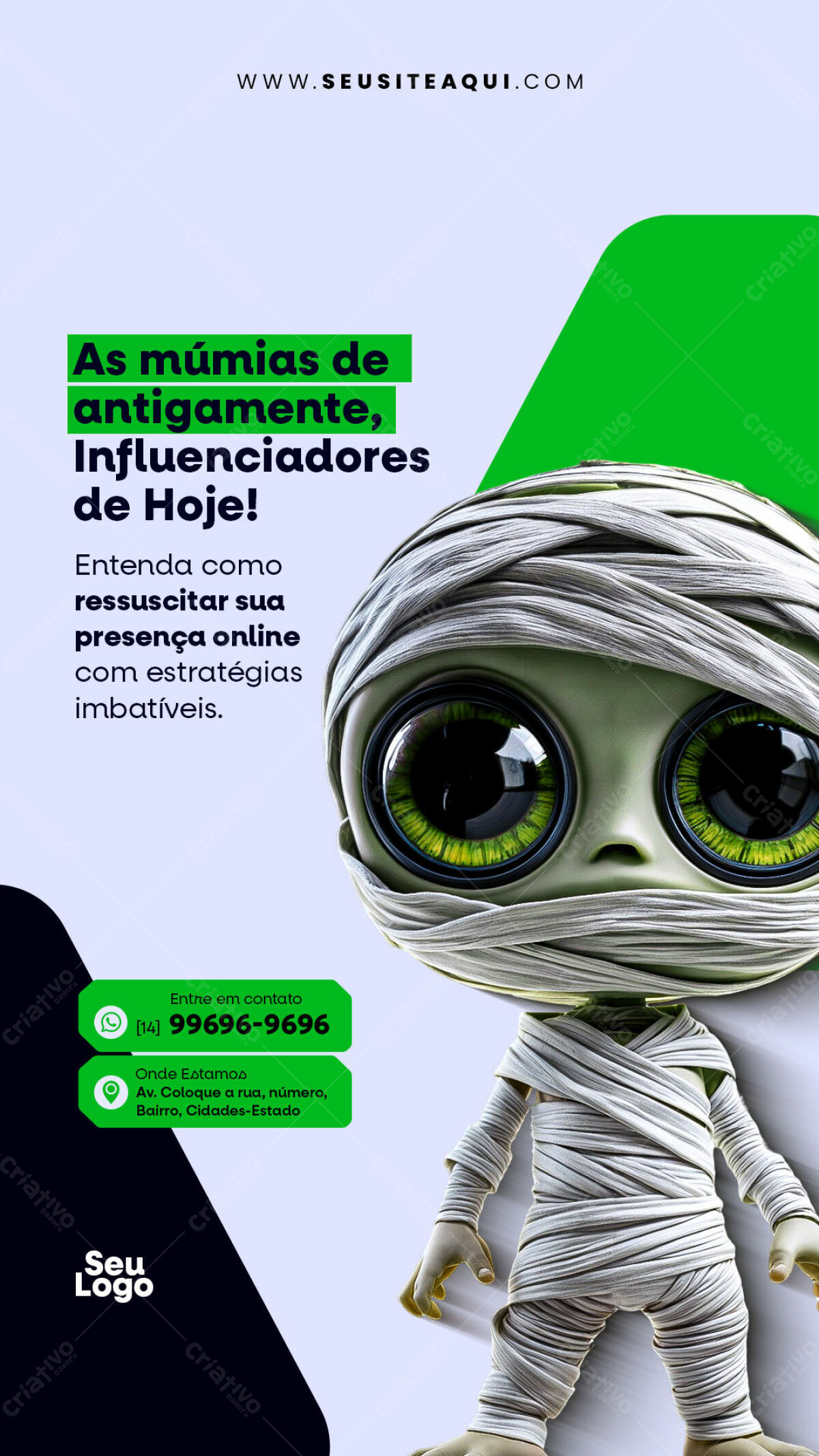 Flyer para Marketing Digital com Múmia PSD Editável