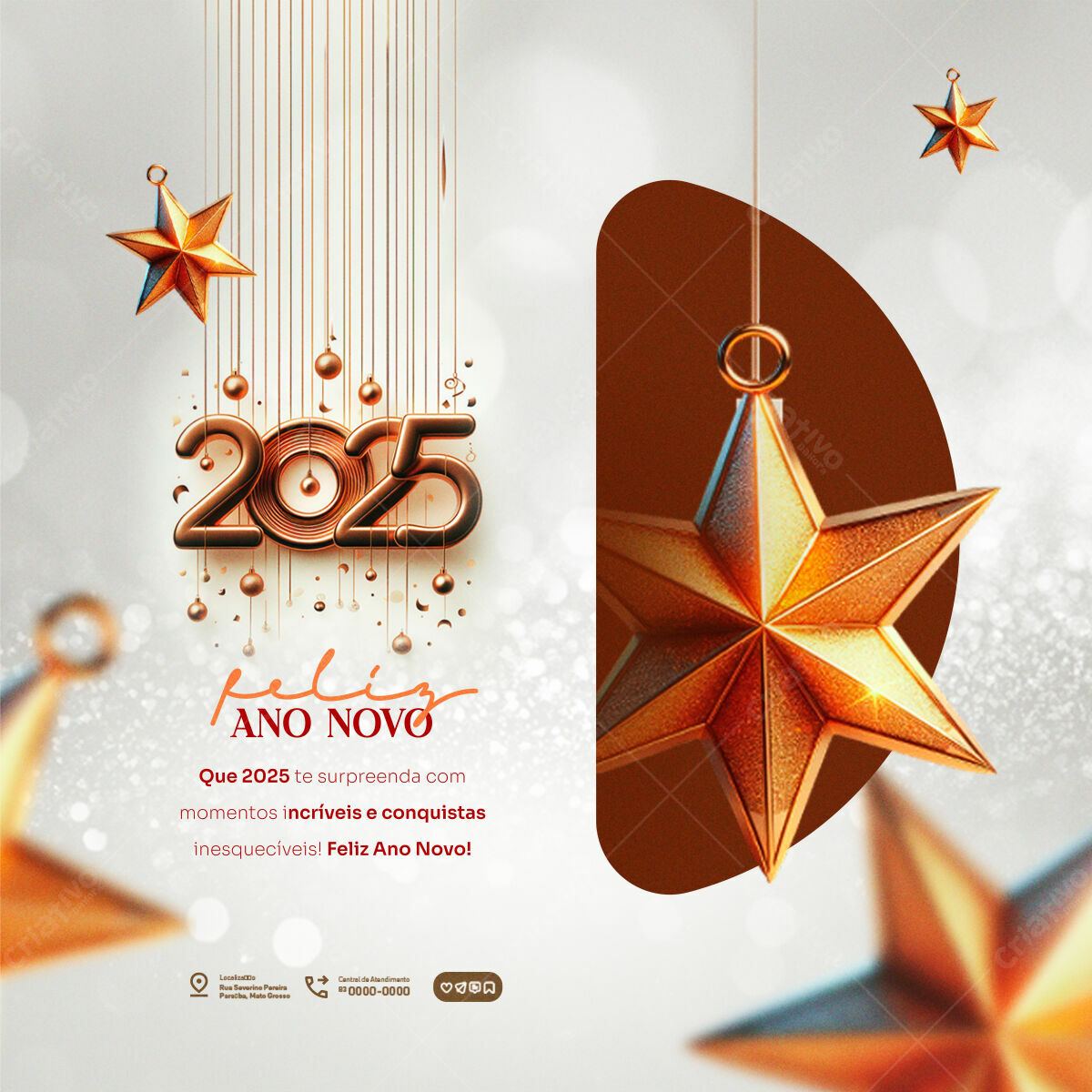 Editable PSD Happy New Year 2025 Flyer